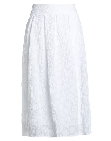 Furore Woman Midi Skirt White Size 10 Polyester, Cotton, Polyamide