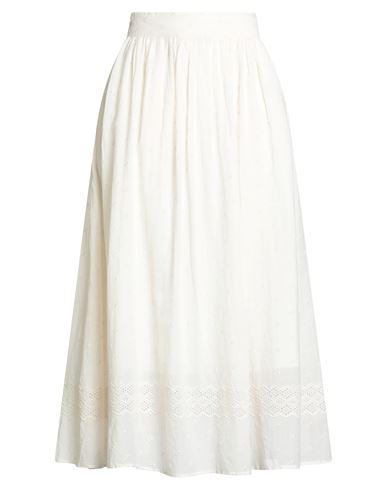 Alessia Santi Woman Midi Skirt Cream Size 6 Cotton, Viscose In White