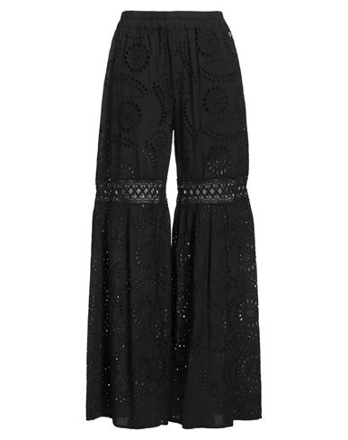 Bsb Woman Pants Black Size S Cotton In Animal Print