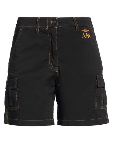 Aeronautica Militare Woman Shorts & Bermuda Shorts Black Size 12 Cotton, Elastane