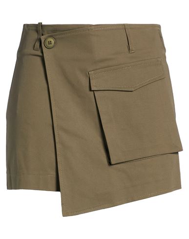 Haveone Woman Shorts & Bermuda Shorts Military Green Size S Cotton, Elastane