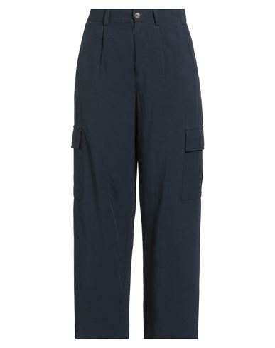 White Wise Woman Pants Navy Size 6 Viscose, Linen In Blue