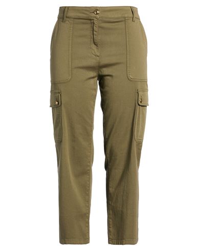 Luisa Spagnoli Woman Pants Military Green Size 14 Cotton, Elastane