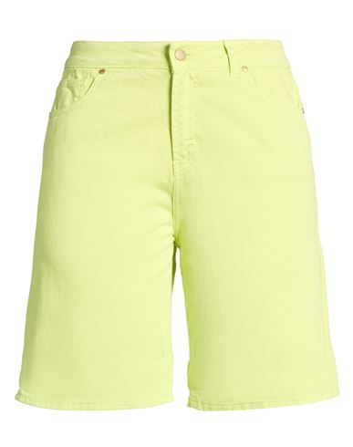 Kartika Woman Denim Shorts Green Size 14 Cotton In Yellow