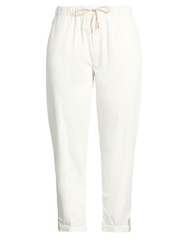 Panicale Woman Pants White Size 10 Cotton, Elastane