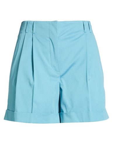 Max Mara Studio Woman Shorts & Bermuda Shorts Light Blue Size 4 Cotton, Elastane
