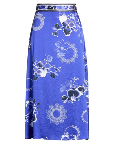 Leonard Paris Woman Midi Skirt Blue Size 12 Silk, Elastane