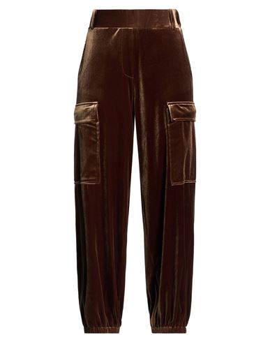 Compagnia Italiana Woman Pants Khaki Size Xl Polyester, Elastane In Brown
