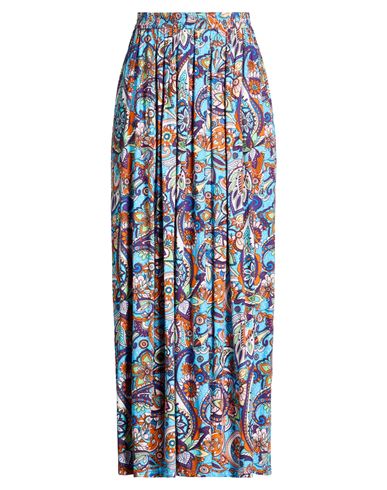Connor & Blake Woman Maxi Skirt Azure Size L Viscose In Blue