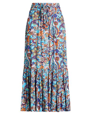 Connor & Blake Woman Maxi Skirt Azure Size L Viscose In Blue