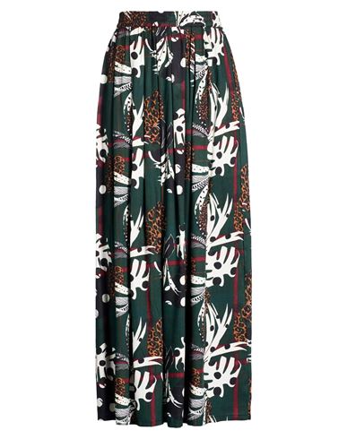 Connor & Blake Woman Maxi Skirt Dark Green Size L Viscose