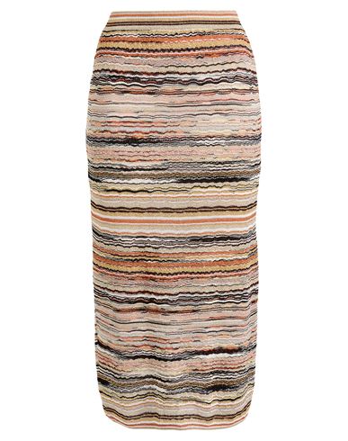 Missoni Woman Midi Skirt Beige Size 8 Viscose, Metallic Fiber, Elastane, Polyamide In Sand
