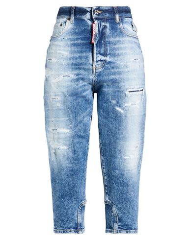 Dsquared2 Woman Jeans Blue Size 8 Cotton, Elastane, Calfskin