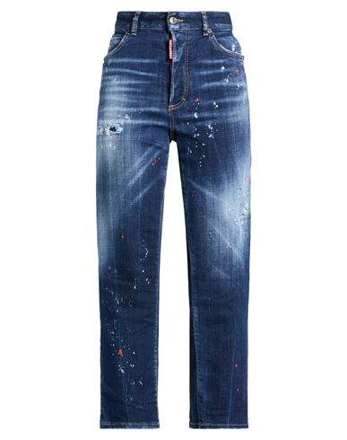DSQUARED2 DSQUARED2 WOMAN JEANS BLUE SIZE 4 COTTON, ELASTANE, CALFSKIN