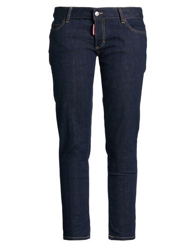 Dsquared2 Woman Jeans Blue Size 8 Cotton, Elastane, Cow Leather