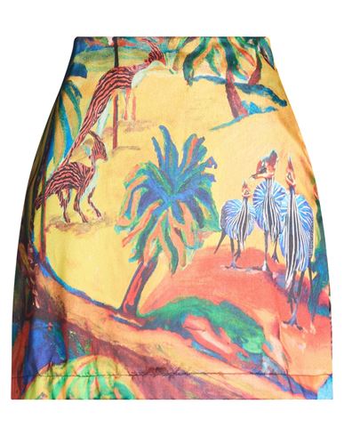 Stella Jean Woman Mini Skirt Yellow Size 8 Polyester