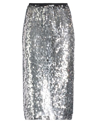 Pinko Woman Midi Skirt Silver Size 6 Polyester In Gray