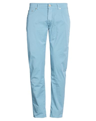 Barba Napoli Man Pants Light Blue Size 33 Cotton, Elastane
