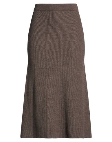 Max Mara Leisure Woman Midi Skirt Taupe Size L Virgin Wool In Gray