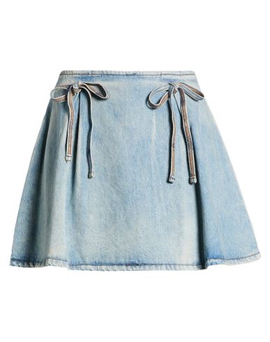 Msgm Woman Denim Skirt Blue Size 10 Cotton