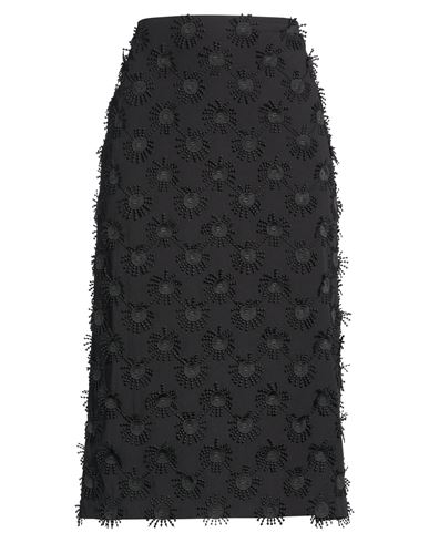 Msgm Woman Midi Skirt Black Size 6 Polyester, Cotton