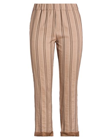Panicale Woman Pants Khaki Size 10 Viscose, Linen, Polyester In Brown