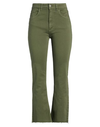 Haveone Woman Jeans Military Green Size S Cotton, Elastane In Green