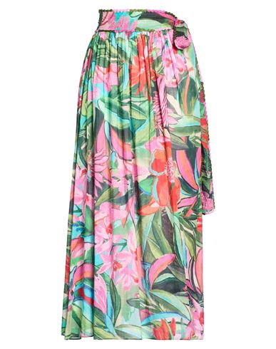 Farm Rio Woman Maxi Skirt Green Size Xs Cotton In Multi