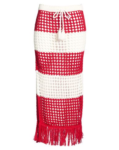 Farm Rio Woman Midi Skirt Red Size Xl Cotton