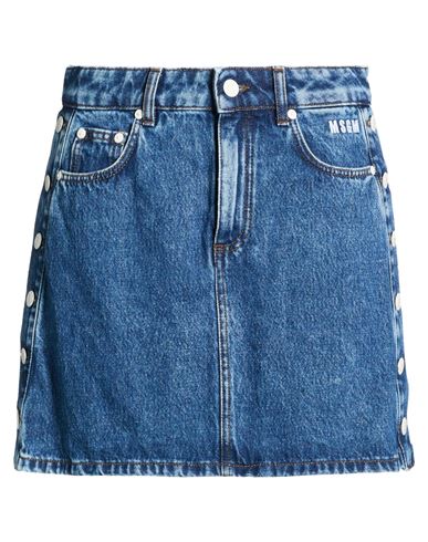 Msgm Woman Denim Skirt Blue Size 10 Cotton