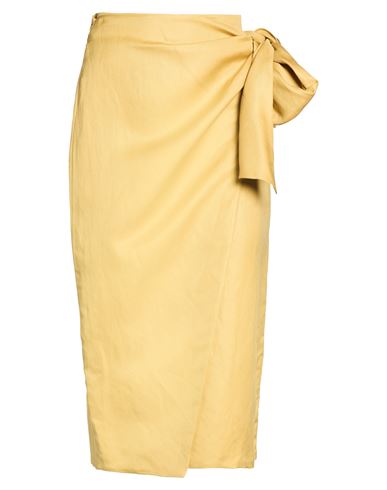 Max Mara Woman Midi Skirt Mustard Size 2 Linen, Silk In Yellow