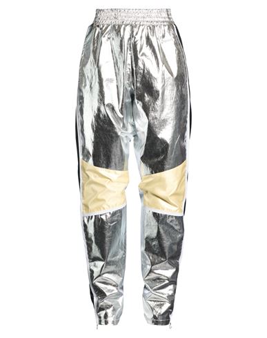 Rabanne Woman Pants Silver Size 8 Cotton, Polyurethane In Gray