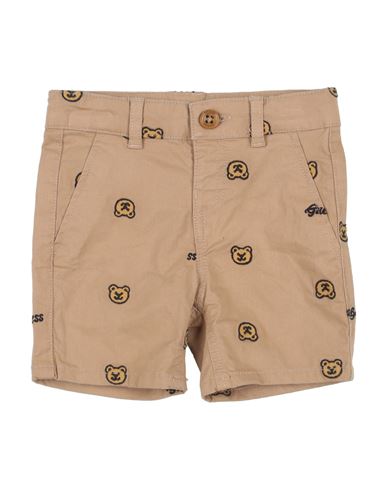 Guess Newborn Boy Shorts & Bermuda Shorts Camel Size 3 Cotton, Elastane In Multi