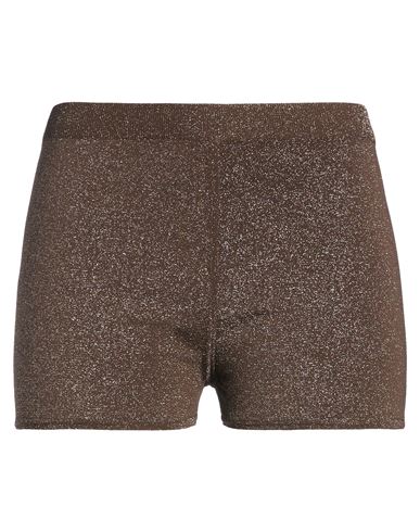 Max Mara Woman Shorts & Bermuda Shorts Chocolate Brown Size L Viscose, Polyamide, Metallic Fiber, El