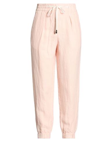Peserico Easy Woman Pants Light Pink Size 6 Linen