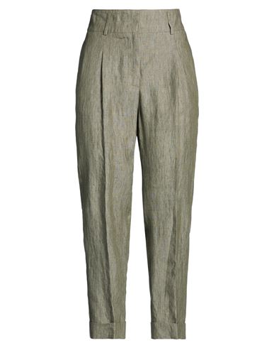 Peserico Easy Woman Pants Military Green Size 6 Linen