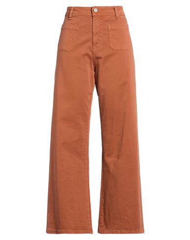 Please Woman Jeans Tan Size L Cotton, Elastane In Brown