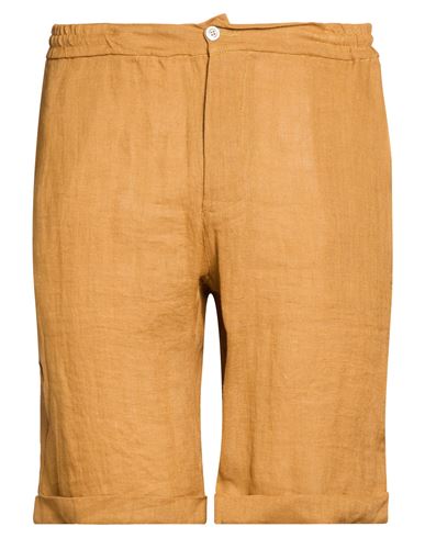 Alpha Studio Man Shorts & Bermuda Shorts Camel Size 34 Linen In Nude