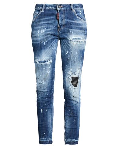 Dsquared2 Woman Jeans Blue Size 6 Cotton, Polyester, Elastane, Calfskin