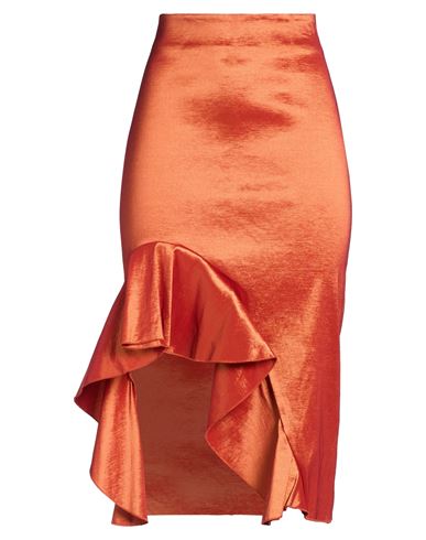Le Streghe Gold Woman Midi Skirt Rust Size S Polyester, Polyamide, Elastane In Red
