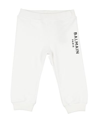 Balmain Babies'  Newborn Boy Pants White Size 3 Cotton, Elastane