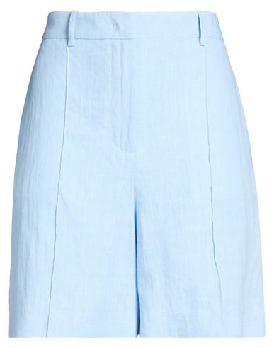 Eleventy Woman Shorts & Bermuda Shorts Sky Blue Size 6 Linen In Multi