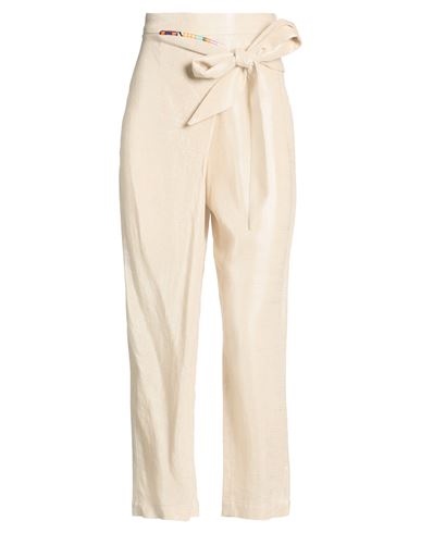 Bazar Deluxe Woman Pants Beige Size 4 Linen, Viscose In Neutral