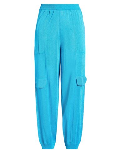 Akep Woman Pants Azure Size 8 Cotton, Viscose, Metallic Fiber, Polyamide In Blue