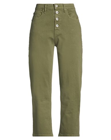 Please Woman Jeans Military Green Size M Cotton, Elastane