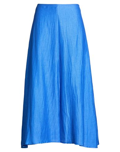 Kaos Woman Midi Skirt Blue Size 10 Linen, Polyester