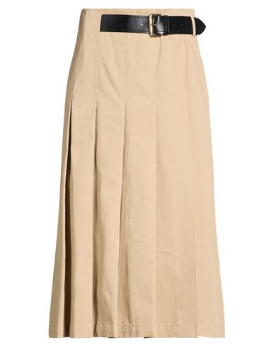 Semicouture Woman Midi Skirt Beige Size 4 Cotton