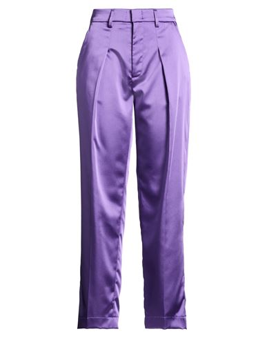 Dondup Woman Pants Purple Size 6 Polyester, Elastane In Multi
