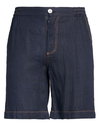 Alpha Studio Man Shorts & Bermuda Shorts Blue Size 36 Linen