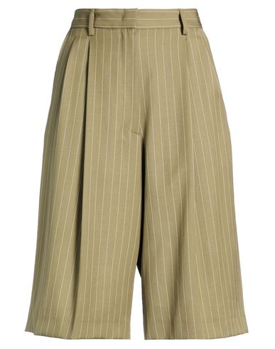 Msgm Woman Shorts & Bermuda Shorts Military Green Size 8 Virgin Wool, Polyester